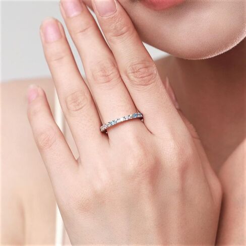 Bellitia Jewelry Gold Plated/925 Sterling Silver Fashion Stackable Rings for Women Colorful Cubic Zirconia Eternity Ring Rainbow Jewelry Gifts, Multi Color Gemstone Eternity Wedding Band in Saudi Arabia