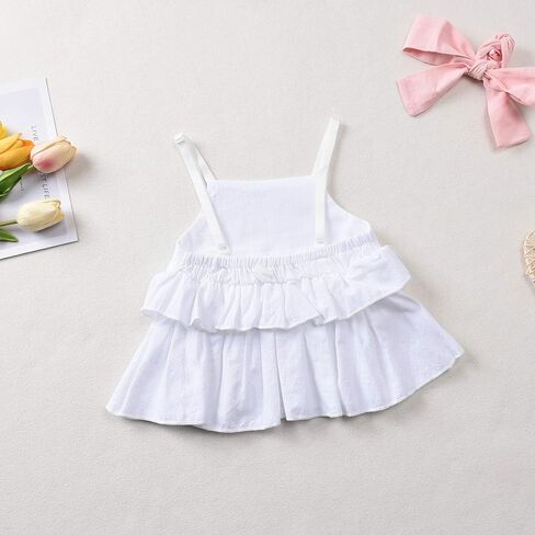 ملابس Unutiylo للفتيات الصغيرات، بذلة رومبير مكشكشة بدون ظهر، أطقم ملابس صيفية in Kuwait