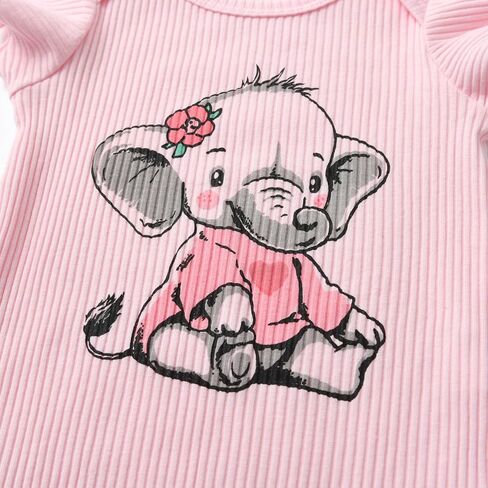 KuKitty Newborn Infant Baby Girl Clothes Solid Ribbed Ruffle Sleeve Top and Overall Shorts with Headband in Saudi Arabia