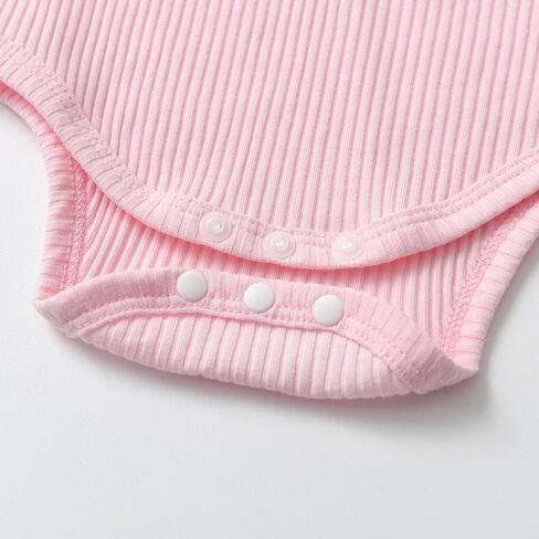 KuKitty Newborn Infant Baby Girl Clothes Solid Ribbed Ruffle Sleeve Top and Overall Shorts with Headband in Saudi Arabia