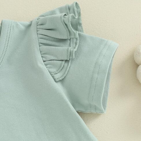 Ursobutegl Toddler Baby Girls Summer Outfits Ruffle Short Sleeve T-shirt Top Elastic Waist Shorts 2pcs Infant Clothes Set in Kuwait