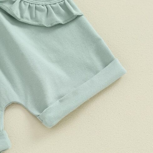 Ursobutegl Toddler Baby Girls Summer Outfits Ruffle Short Sleeve T-shirt Top Elastic Waist Shorts 2pcs Infant Clothes Set in Kuwait