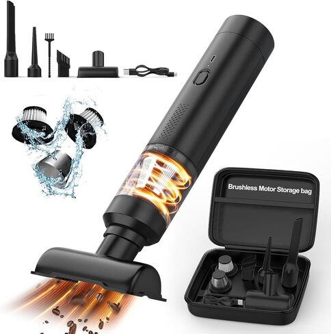 NOLSTEL Car Vacuum Cleaner- 18000PA Strong Suction Portable Handheld Vacuum Cordless with 2-Gear Mode, Brushless Motor, Multi-Nozzles, Mini Car Vacuum Small for Dog Hair, Keyboard in Saudi Arabia