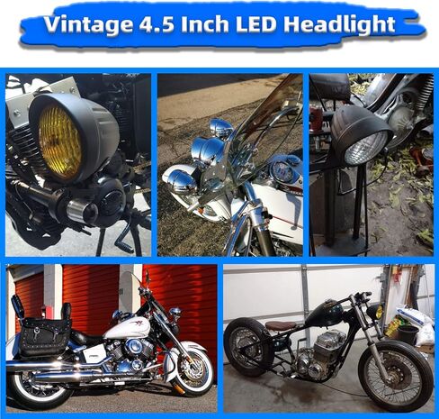 BOSCY دراجة نارية LED المصباح العالمي 4-1/2 بوصة أضواء رئيس رصاصة خمر الكروم تشغيل الضوء مع قناع للمروحية بوبر هارلي دراجة صغيرة سبورتستر هوندا ياماها سوزوكي in Kuwait