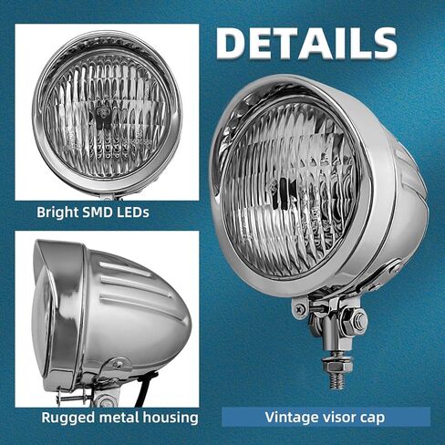 BOSCY دراجة نارية LED المصباح العالمي 4-1/2 بوصة أضواء رئيس رصاصة خمر الكروم تشغيل الضوء مع قناع للمروحية بوبر هارلي دراجة صغيرة سبورتستر هوندا ياماها سوزوكي in Kuwait