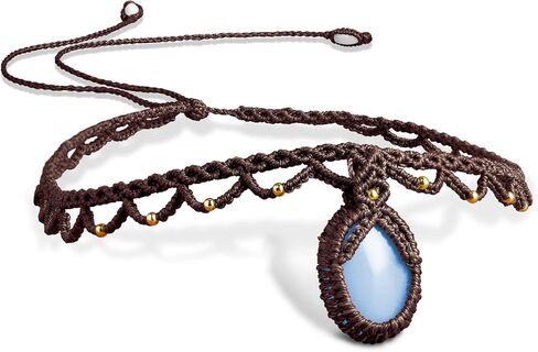Nymerianoble Moonstone Necklace for Women Woven Handmade Necklaces Rainbow Moonstone Gemstone Choker Necklace Mom Birthday Gifts Anniversary Christmas Gifts for Women Macrame Jewelry in Saudi Arabia