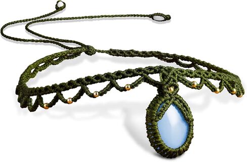 Nymerianoble Moonstone قلادة للنساء المنسوجة القلائد اليدوية قوس قزح Moonstone الأحجار الكريمة المختنق قلادة أمي هدايا عيد ميلاد الذكرى السنوية هدايا عيد الميلاد للنساء مجوهرات Macrame in Kuwait