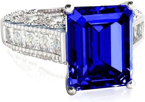 خاتم زفاف Jeulia Vintage Emerald Cut: طقم زفاف من الفضة الإسترليني هالو ألماس للخطوبة والزفاف، أفضل وعد للذكرى السنوية، هدية مجوهرات عيد الميلاد مع صندوق in Kuwait