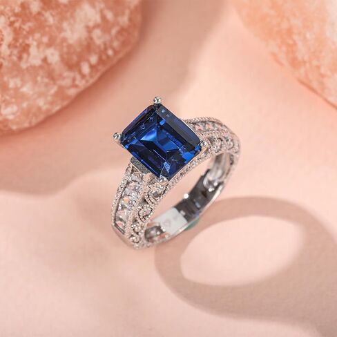 خاتم زفاف Jeulia Vintage Emerald Cut: طقم زفاف من الفضة الإسترليني هالو ألماس للخطوبة والزفاف، أفضل وعد للذكرى السنوية، هدية مجوهرات عيد الميلاد مع صندوق in Kuwait