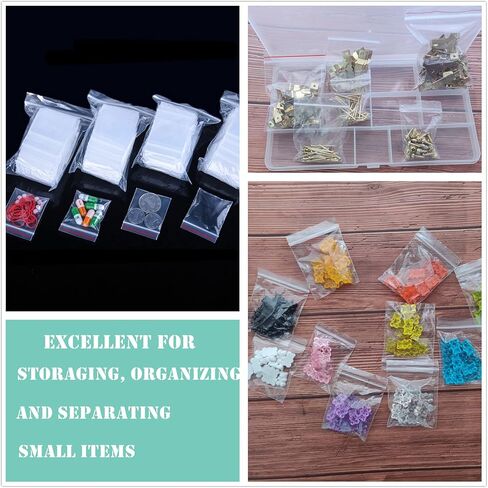 700 عبوة من أكياس البوليستر بسحاب، 5 أكياس بلاستيكية صغيرة الحجم مختلفة الحجم، أكياس زيبلوك شفافة قابلة لإعادة الاستخدام لتخزين الخرز والمجوهرات والحلوى in Kuwait