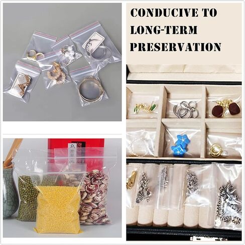 700 عبوة من أكياس البوليستر بسحاب، 5 أكياس بلاستيكية صغيرة الحجم مختلفة الحجم، أكياس زيبلوك شفافة قابلة لإعادة الاستخدام لتخزين الخرز والمجوهرات والحلوى in Kuwait