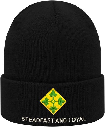 Dutern 4th Infantry Division Embroidery Classic Beanie Hat Cuffed Winter Hat Knit Toque Skull Cap Black in Kuwait