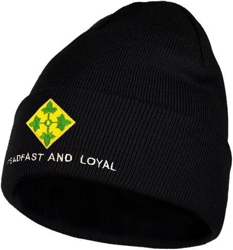 Dutern 4th Infantry Division Embroidery Classic Beanie Hat Cuffed Winter Hat Knit Toque Skull Cap Black in Kuwait