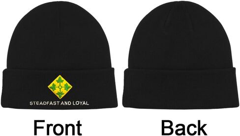 Dutern 4th Infantry Division Embroidery Classic Beanie Hat Cuffed Winter Hat Knit Toque Skull Cap Black in Kuwait