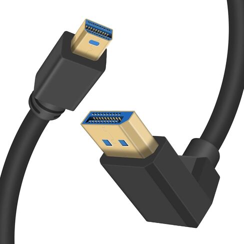 Duttek 8k Mini Displayport to Displayport 1.4, 8K@60Hz Right Angled Displayport Male to Mini Displayport Male Cable with Gold-Plated, Support Bi-Directional Transmission, for Gaming, Monitor 1Ft in Saudi Arabia