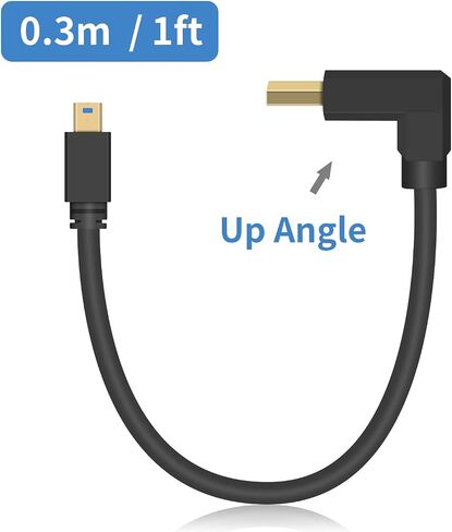 Duttek 8k Mini Displayport to Displayport 1.4, 8K@60Hz Right Angled Displayport Male to Mini Displayport Male Cable with Gold-Plated, Support Bi-Directional Transmission, for Gaming, Monitor 1Ft in Saudi Arabia
