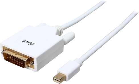 Mini DisplayPort to DVI Cable, White, 6 Feet Mini DP to DVI Cable with Gold Plated Connector, Mini DisplayPort Male (Thunderbolt Supported), DVI Male in Saudi Arabia