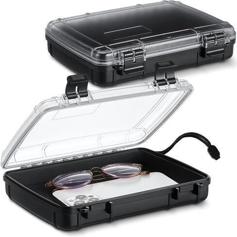 SiliFine 2 Pcs Waterproof Dry Box for Boat Junction Box 9.3 x 7.1 x 1.9 Inches Watertight Storage Box Protective Case Airtight Dry Box for Mobile Phones Wallets Camping Hiking Boating, Black in Saudi Arabia