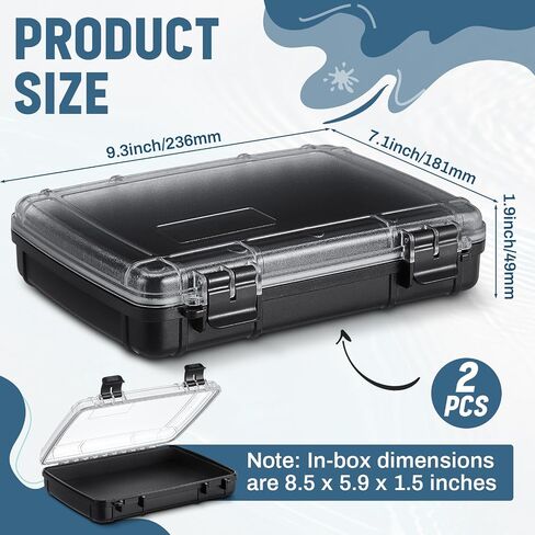 SiliFine 2 Pcs Waterproof Dry Box for Boat Junction Box 9.3 x 7.1 x 1.9 Inches Watertight Storage Box Protective Case Airtight Dry Box for Mobile Phones Wallets Camping Hiking Boating, Black in Saudi Arabia