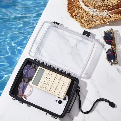 SiliFine 2 Pcs Waterproof Dry Box for Boat Junction Box 9.3 x 7.1 x 1.9 Inches Watertight Storage Box Protective Case Airtight Dry Box for Mobile Phones Wallets Camping Hiking Boating, Black in Saudi Arabia