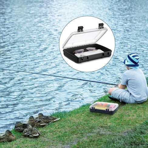 SiliFine 2 Pcs Waterproof Dry Box for Boat Junction Box 9.3 x 7.1 x 1.9 Inches Watertight Storage Box Protective Case Airtight Dry Box for Mobile Phones Wallets Camping Hiking Boating, Black in Saudi Arabia