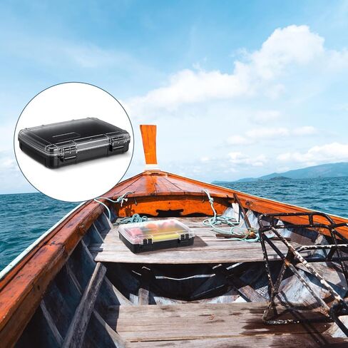 SiliFine 2 Pcs Waterproof Dry Box for Boat Junction Box 9.3 x 7.1 x 1.9 Inches Watertight Storage Box Protective Case Airtight Dry Box for Mobile Phones Wallets Camping Hiking Boating, Black in Saudi Arabia