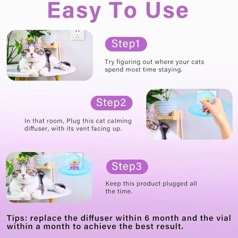 Advanced Pheromone Cat Calming Diffuser - Plug-in & Refill Combo ( 30 Day Starter Kit) for Serene Homes. Minimize Stress, Scratching, anxiety, and Spraying - Ideal for Single & Multi-cat homes. in Saudi Arabia