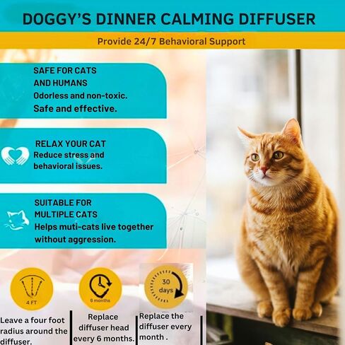 Advanced Pheromone Cat Calming Diffuser - Plug-in & Refill Combo ( 30 Day Starter Kit) for Serene Homes. Minimize Stress, Scratching, anxiety, and Spraying - Ideal for Single & Multi-cat homes. in Saudi Arabia