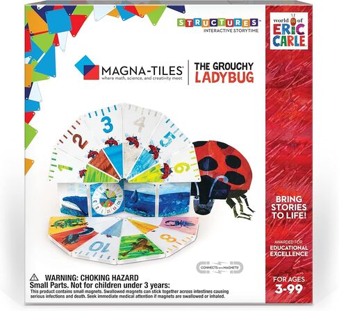 مجموعة CreateOn Magna-Tiles The Grouchy Ladybug Eric Carle (اليرقة الجائعة جدًا)، كتب Eric Carle لألعاب بناء الأطفال، ألعاب بلاط مغناطيسي تعليمية للأعمار من 3 سنوات فما فوق، 16 قطعة in Kuwait