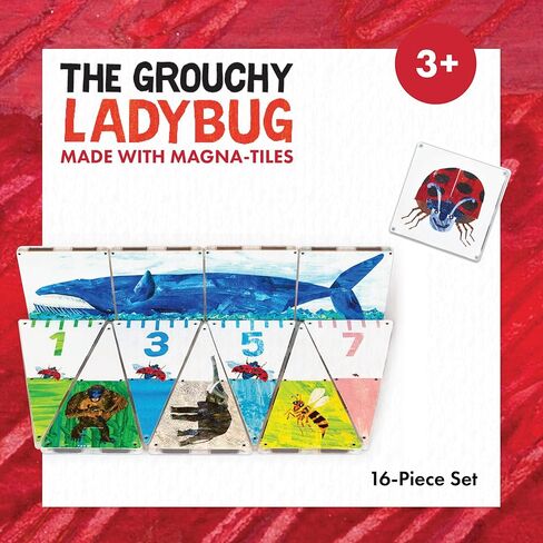 مجموعة CreateOn Magna-Tiles The Grouchy Ladybug Eric Carle (اليرقة الجائعة جدًا)، كتب Eric Carle لألعاب بناء الأطفال، ألعاب بلاط مغناطيسي تعليمية للأعمار من 3 سنوات فما فوق، 16 قطعة in Kuwait