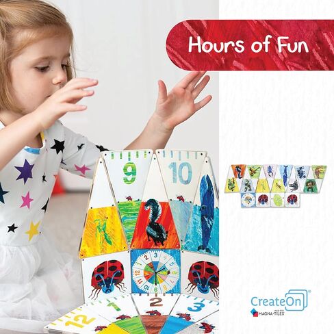 مجموعة CreateOn Magna-Tiles The Grouchy Ladybug Eric Carle (اليرقة الجائعة جدًا)، كتب Eric Carle لألعاب بناء الأطفال، ألعاب بلاط مغناطيسي تعليمية للأعمار من 3 سنوات فما فوق، 16 قطعة in Kuwait