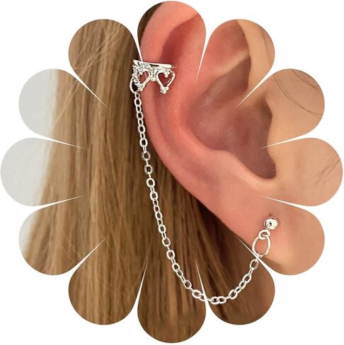 Allereyae Vintage Long Chain Dangle Earrings Crown Chain Tassel Wrap Crawler Earrings Long Gold Chain Ear Cartilage Earrings Gold Crown Ear Cuff Earrings Jewelry for Women and Girls (Gold) in Saudi Arabia