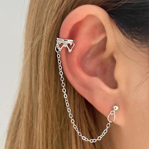 Allereyae Vintage Long Chain Dangle Earrings Crown Chain Tassel Wrap Crawler Earrings Long Gold Chain Ear Cartilage Earrings Gold Crown Ear Cuff Earrings Jewelry for Women and Girls (Gold) in Saudi Arabia