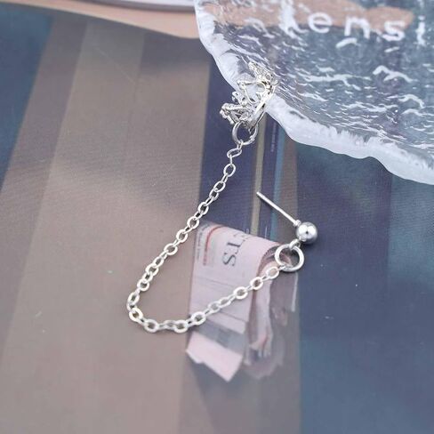 Allereyae Vintage Long Chain Dangle Earrings Crown Chain Tassel Wrap Crawler Earrings Long Gold Chain Ear Cartilage Earrings Gold Crown Ear Cuff Earrings Jewelry for Women and Girls (Gold) in Saudi Arabia
