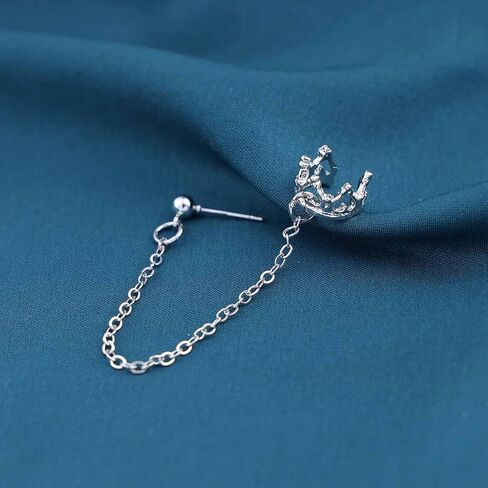 Allereyae Vintage Long Chain Dangle Earrings Crown Chain Tassel Wrap Crawler Earrings Long Gold Chain Ear Cartilage Earrings Gold Crown Ear Cuff Earrings Jewelry for Women and Girls (Gold) in Saudi Arabia