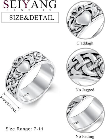 خاتم Seiyang Claddagh 925 من الفضة الاسترليني خاتم Cletic مجوهرات أيرلندية هدية للرجال والنساء (مع صندوق هدايا) in Kuwait