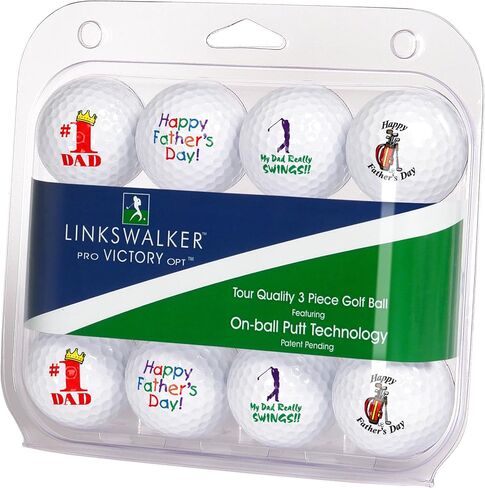 LinksWalker Father's Day Golf Balls - 1 Dozen Gift Pack - Fun 3-Piece Tour Quality Balls with Alignment Guide in Kuwait