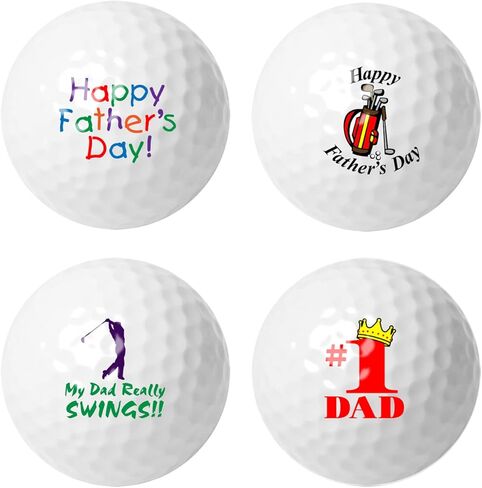 LinksWalker Father's Day Golf Balls - 1 Dozen Gift Pack - Fun 3-Piece Tour Quality Balls with Alignment Guide in Kuwait
