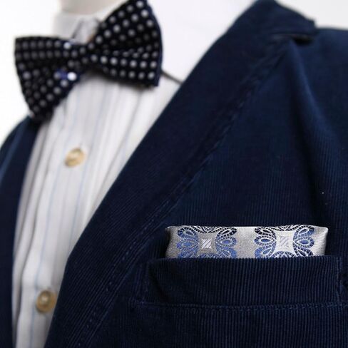 منديل دان سميث مطبوع عليه زهور للرجال من نسيج حريري من الألياف الدقيقة، منديل رمادي للعشاء للفتيات الصغيرات DEE7B23G رمادي فاتح، أزرق داكن in Kuwait