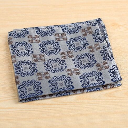 منديل دان سميث مطبوع عليه زهور للرجال من نسيج حريري من الألياف الدقيقة، منديل رمادي للعشاء للفتيات الصغيرات DEE7B23G رمادي فاتح، أزرق داكن in Kuwait