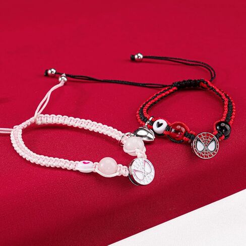 AOPTVILO Spider Kitty Matching Bracelets for Couples Best Friends Cute Spider Couple Bracelets Bf and Gf bracelets Relationship Bracelets Friendship Bracelets Jewelry Gifts for Boy Men in Saudi Arabia