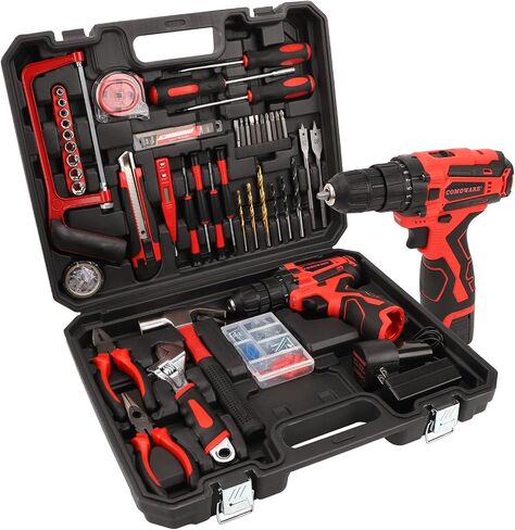 COMOWARE 16.8V Cordless Drill Tool Kit, 153Pcs Drill Set Combo Kit Tool Box with Battery for Home Repair Basic Houshold Handwork in Saudi Arabia
