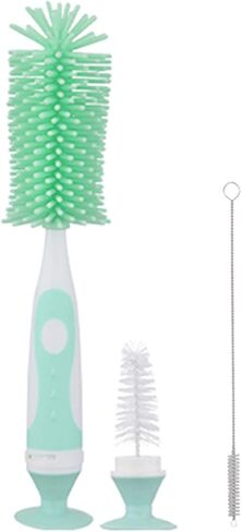 UUKING Baby Bottle Brush Small Bottle Silica Gel Scrubber Cleaner Brushes Set Sponge Washer Milk Water Cleaning Kit Cup, (Green) in Saudi Arabia