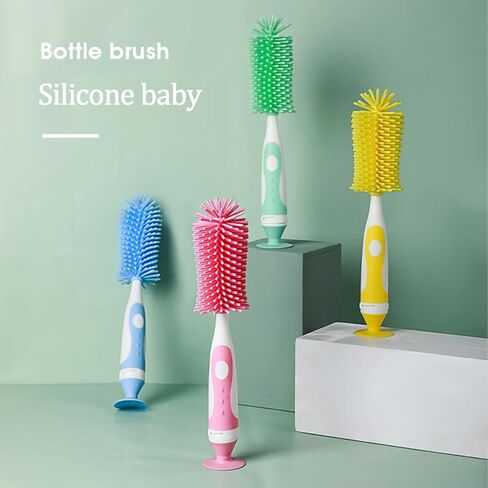 UUKING Baby Bottle Brush Small Bottle Silica Gel Scrubber Cleaner Brushes Set Sponge Washer Milk Water Cleaning Kit Cup, (Green) in Saudi Arabia