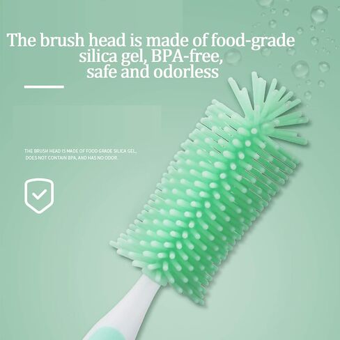 UUKING Baby Bottle Brush Small Bottle Silica Gel Scrubber Cleaner Brushes Set Sponge Washer Milk Water Cleaning Kit Cup, (Green) in Saudi Arabia