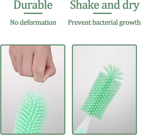 UUKING Baby Bottle Brush Small Bottle Silica Gel Scrubber Cleaner Brushes Set Sponge Washer Milk Water Cleaning Kit Cup, (Green) in Saudi Arabia