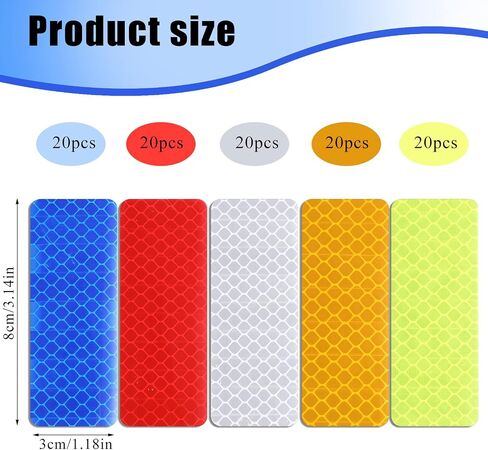 Pimoys 40 Pcs Reflective Tape, Reflector Tape Waterproof Reflective Stickers Night Visibility Dot Reflective Tape for Trailers Bikes Clothing Helmet Road Signs (1.2×3.2 Inch) in Saudi Arabia