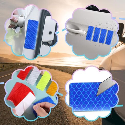 Pimoys 40 Pcs Reflective Tape, Reflector Tape Waterproof Reflective Stickers Night Visibility Dot Reflective Tape for Trailers Bikes Clothing Helmet Road Signs (1.2×3.2 Inch) in Saudi Arabia