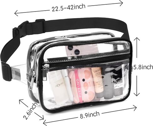 Mreyai Clear Fanny Pack Stadium Approved, Clear Bag Stadium Approved, Clear Belt Bag Crossbody Bags for Women Men for Concerts Sports Events Festivals in Saudi Arabia