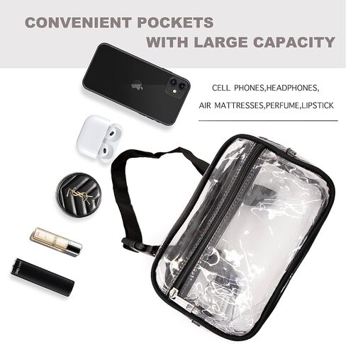 Mreyai Clear Fanny Pack Stadium Approved, Clear Bag Stadium Approved, Clear Belt Bag Crossbody Bags for Women Men for Concerts Sports Events Festivals in Saudi Arabia